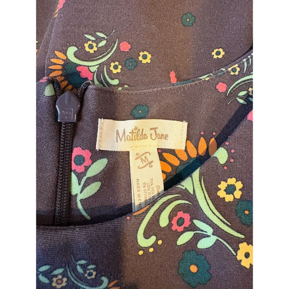 Matilda Jane 'Friends Forever' Dress Size M/Maja Ponte/Brown Floral/Knee Length - Picture 3 of 3